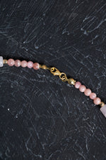 Sertifikalı Rodokrosit, Pembe Kuvars, Hematit Doğal Taş Kolye