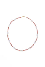 Sertifikalı Rodokrosit, Pembe Kuvars, Hematit Doğal Taş Kolye