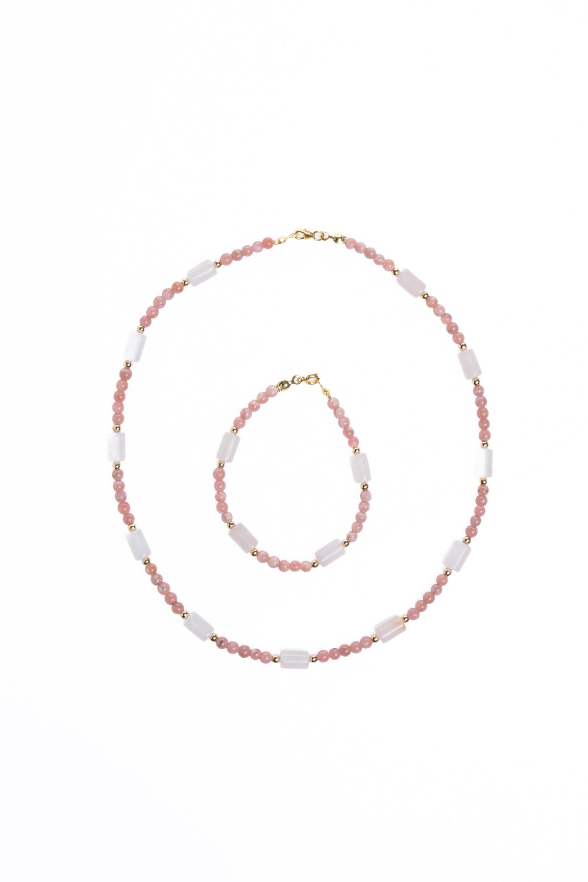 Sertifikalı Rodokrosit, Pembe Kuvars, Hematit Doğal Taş Set