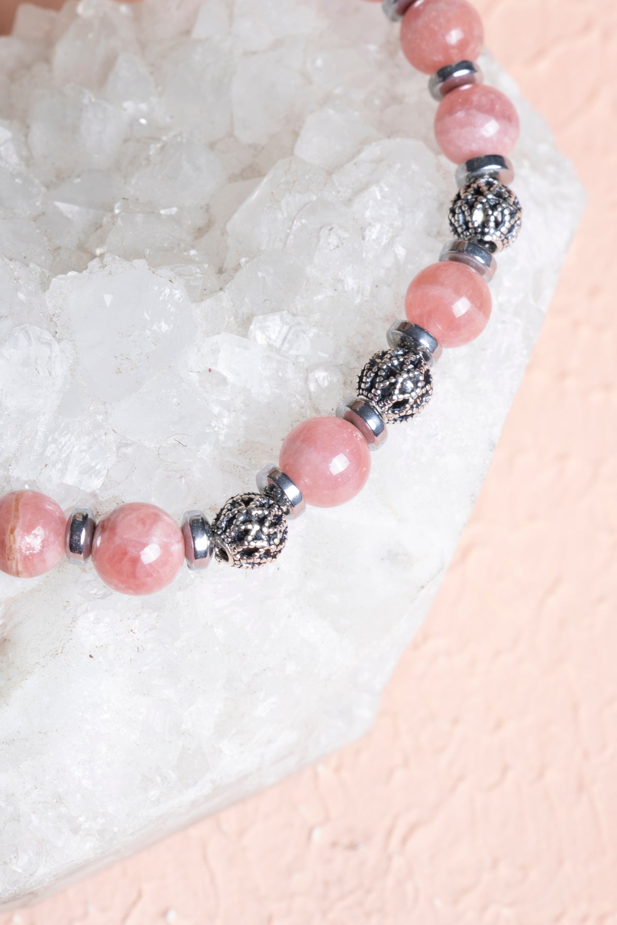 Sertifikalı Rodokrosit Gümüş Aparat Doğal Taş Bileklik 