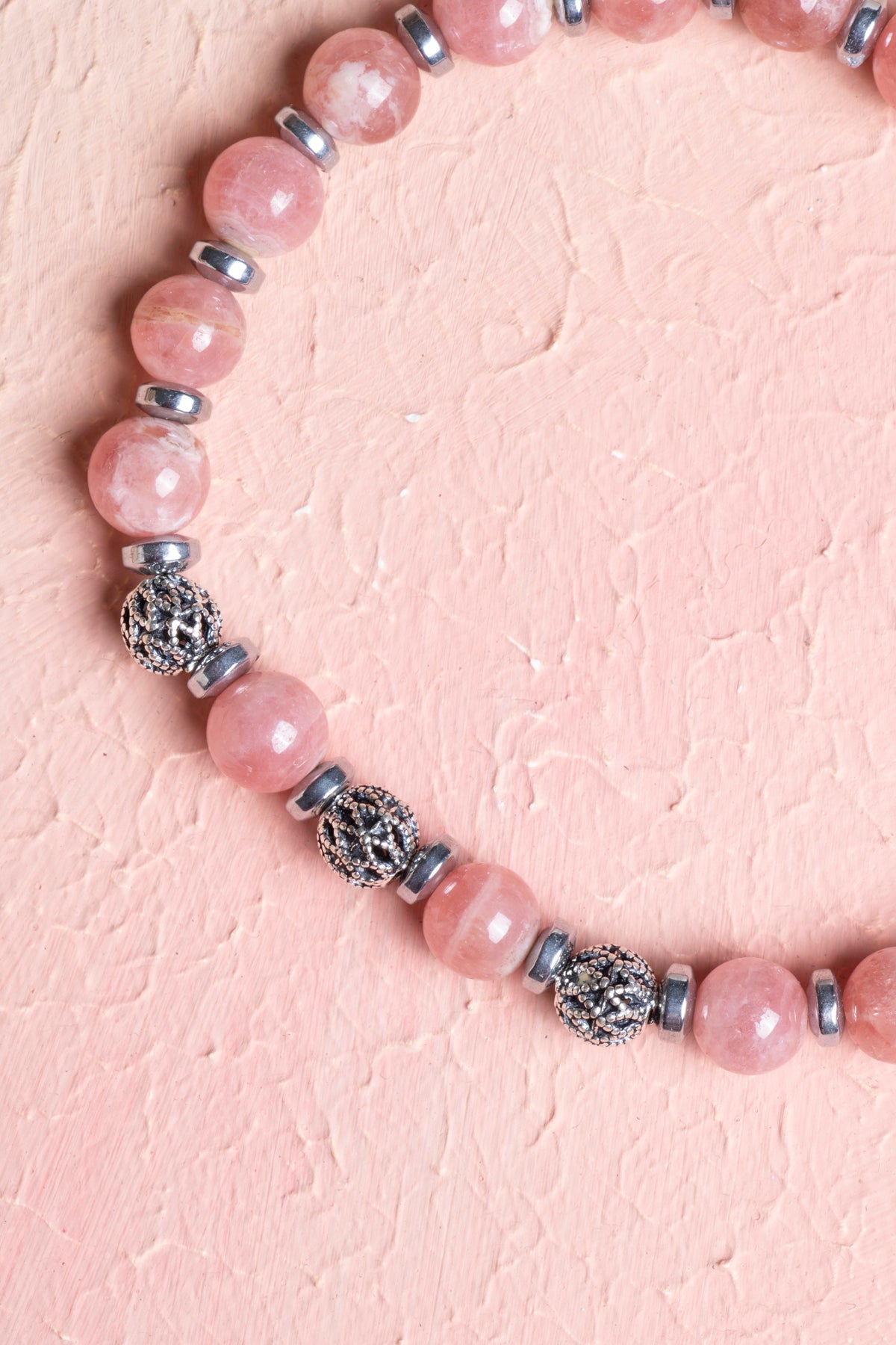 Sertifikalı Rodokrosit Gümüş Aparat Doğal Taş Bileklik 