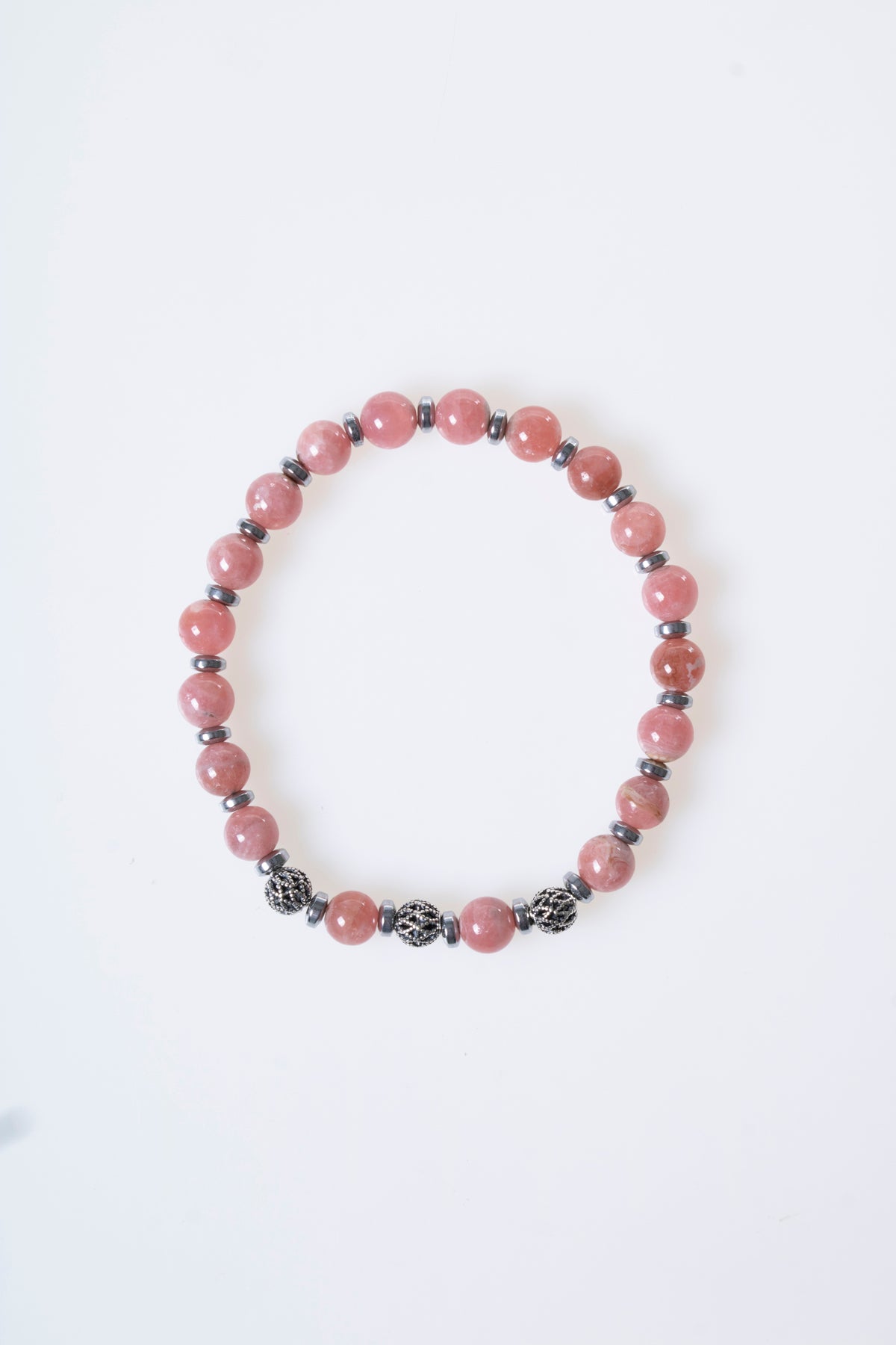 Sertifikalı Rodokrosit Gümüş Aparat Doğal Taş Bileklik 