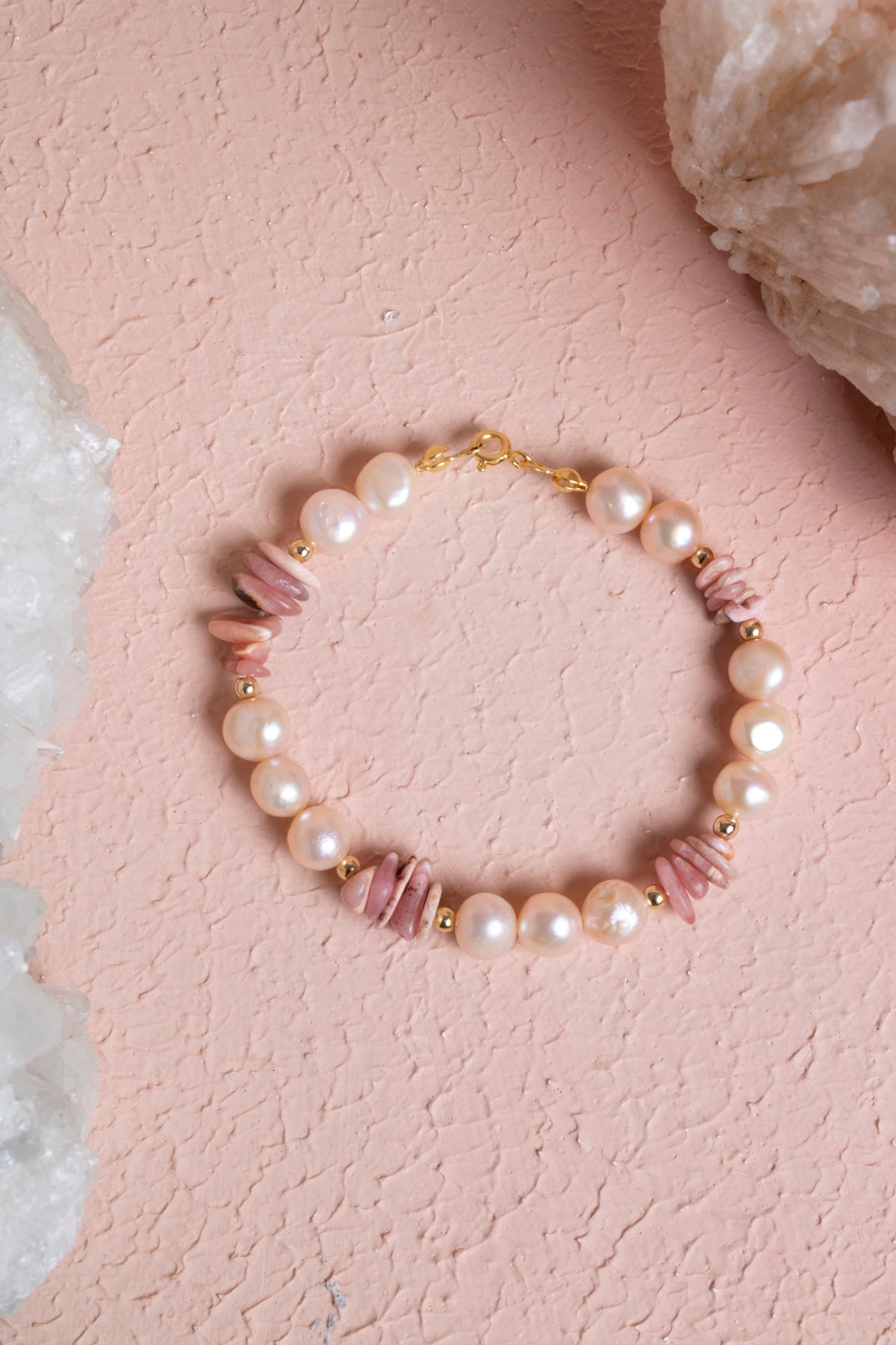 Sertifikalı Rodokrozit, İnci Doğal Taş Gümüş Bileklik 