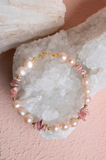 Sertifikalı Rodokrozit, İnci Doğal Taş Gümüş Bileklik 