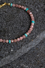 Sertifikalı Rodokrozit, Turkuaz Gümüş Kapama Doğal Taş Bileklik