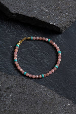 Sertifikalı Rodokrozit, Turkuaz Gümüş Kapama Doğal Taş Bileklik