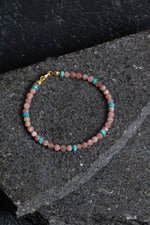 Sertifikalı Rodokrozit, Turkuaz Gümüş Kapama Doğal Taş Bileklik