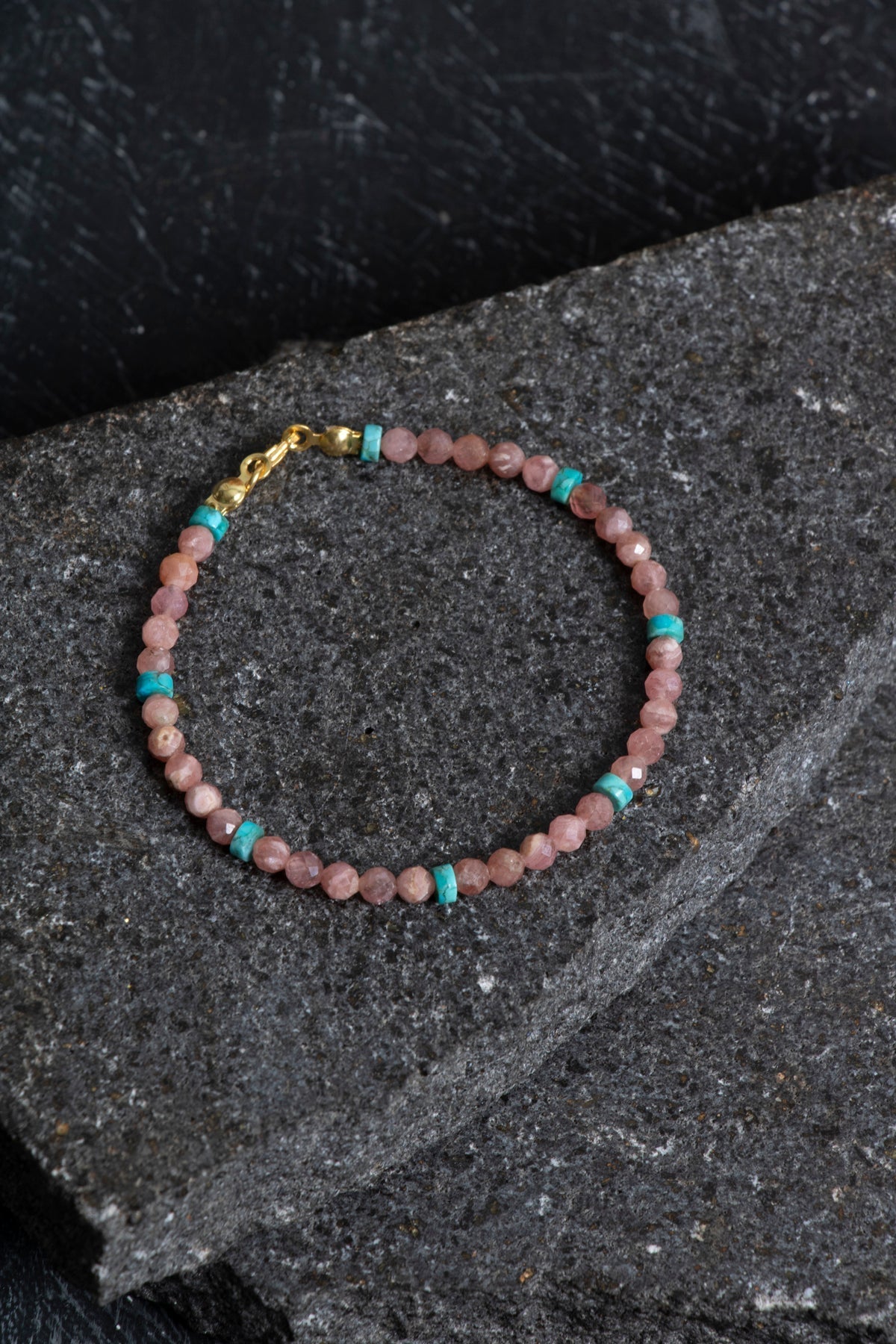 Sertifikalı Rodokrozit, Turkuaz Gümüş Kapama Doğal Taş Bileklik