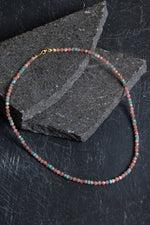 Sertifikalı Rodokrozit, Turkuaz Gümüş Kapama Doğal Taş Kolye