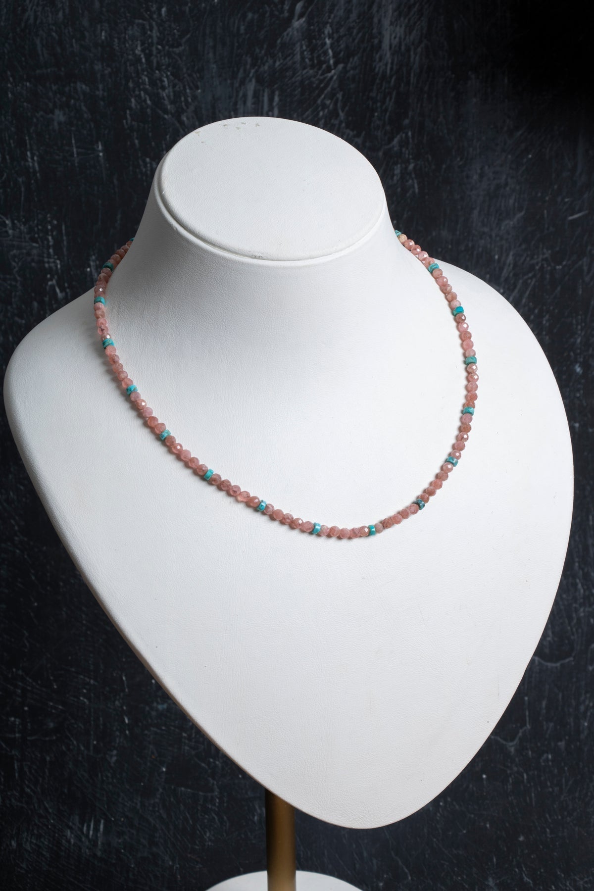 Sertifikalı Rodokrozit, Turkuaz Gümüş Kapama Doğal Taş Kolye