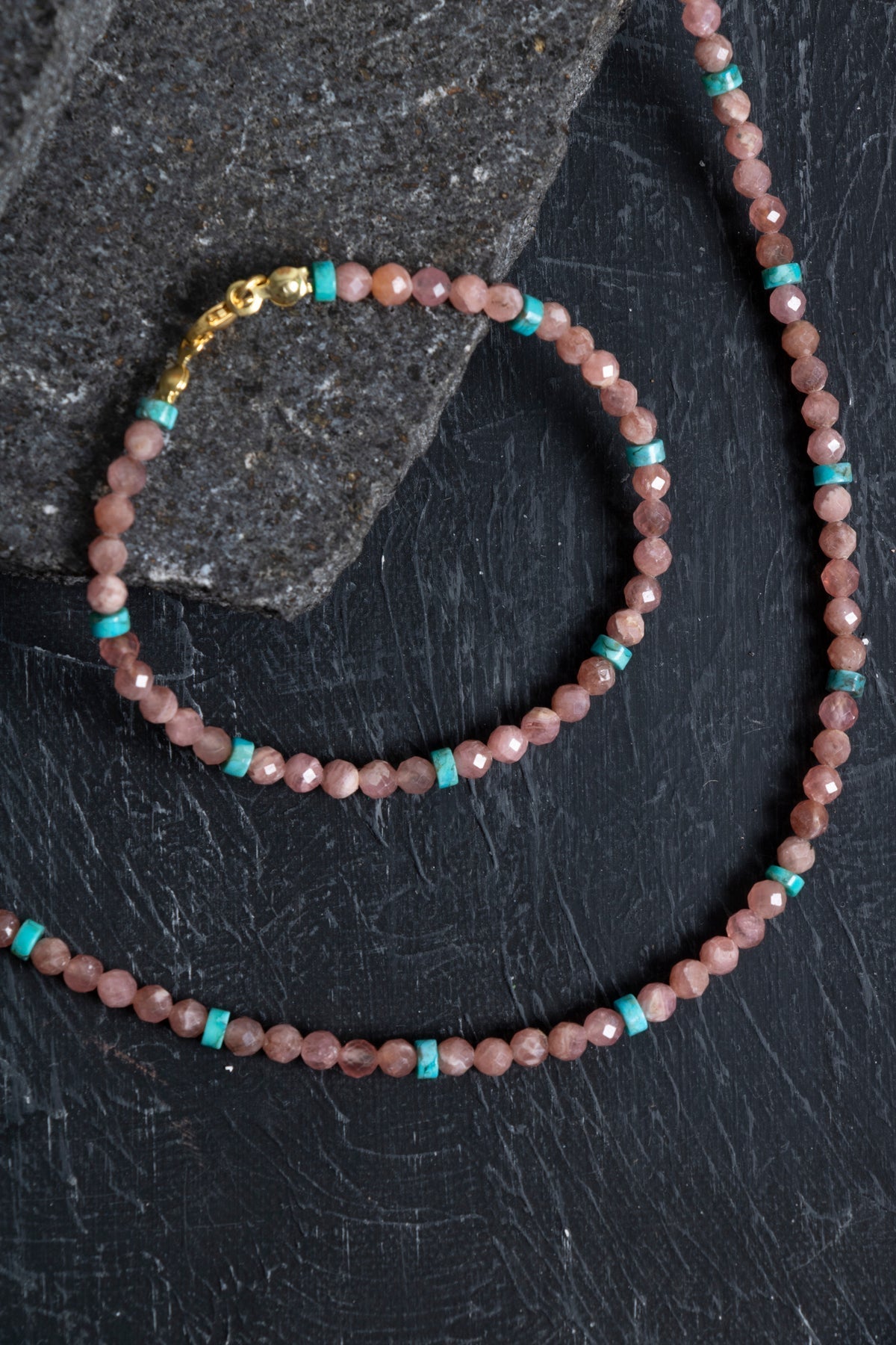 Sertifikalı Rodokrozit, Turkuaz Gümüş Kapama Doğal Taş Set