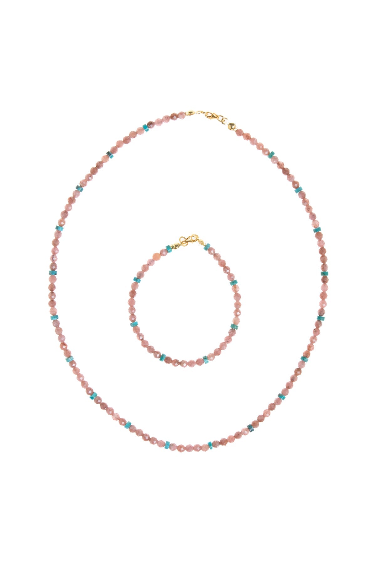 Sertifikalı Rodokrozit, Turkuaz Gümüş Kapama Doğal Taş Set