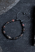 Sertifikalı Rodonit, Hematit Gümüş Aparat Doğal Taş Makrome Bileklik