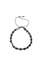 Sertifikalı Rodonit, Hematit Gümüş Aparat Doğal Taş Makrome Bileklik