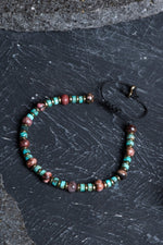 Sertifikalı Rodonit, Turkuaz Doğal Taş Makrome Bileklik