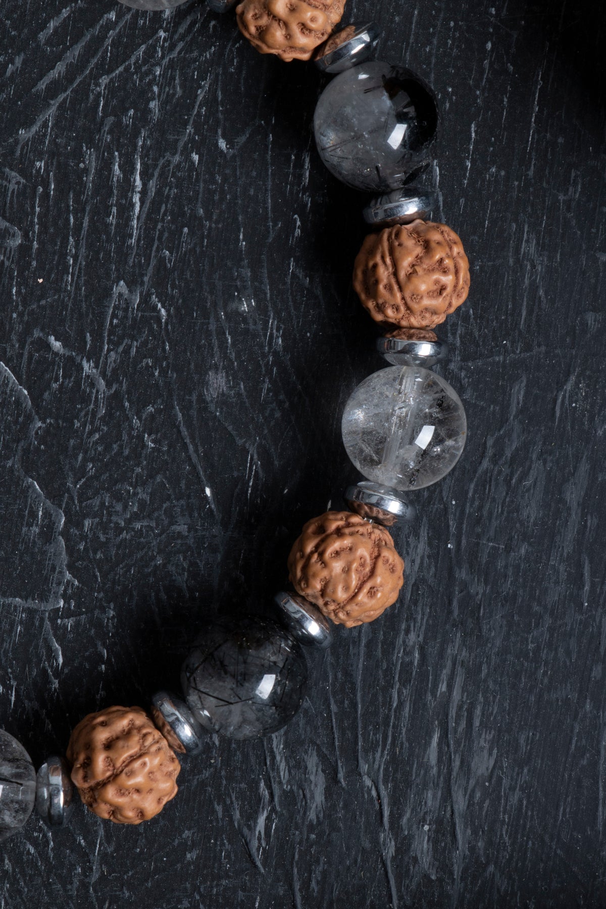 Sertifikalı Rutilli Kuvars, Rudrashka Hematit Doğal Taş Bileklik