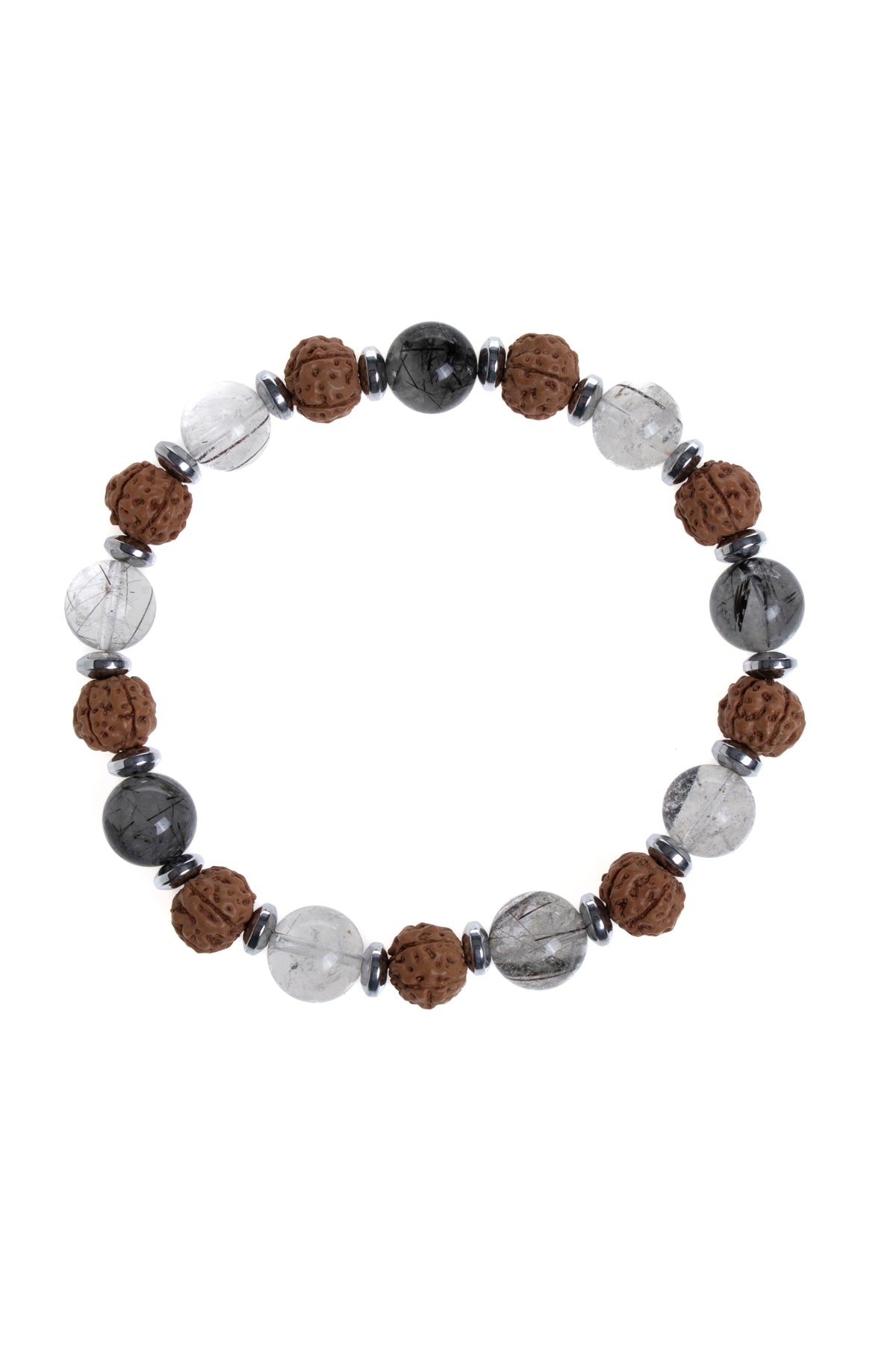 Sertifikalı Rutilli Kuvars, Rudrashka Hematit Doğal Taş Bileklik