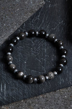 Sertifikalı Silver Obsidyen, Hematit Gümüş Aparat Doğal Taş Bileklik