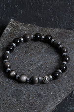 Sertifikalı Silver Obsidyen, Hematit Gümüş Aparat Doğal Taş Bileklik