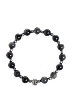 Sertifikalı Silver Obsidyen, Hematit Gümüş Aparat Doğal Taş Bileklik