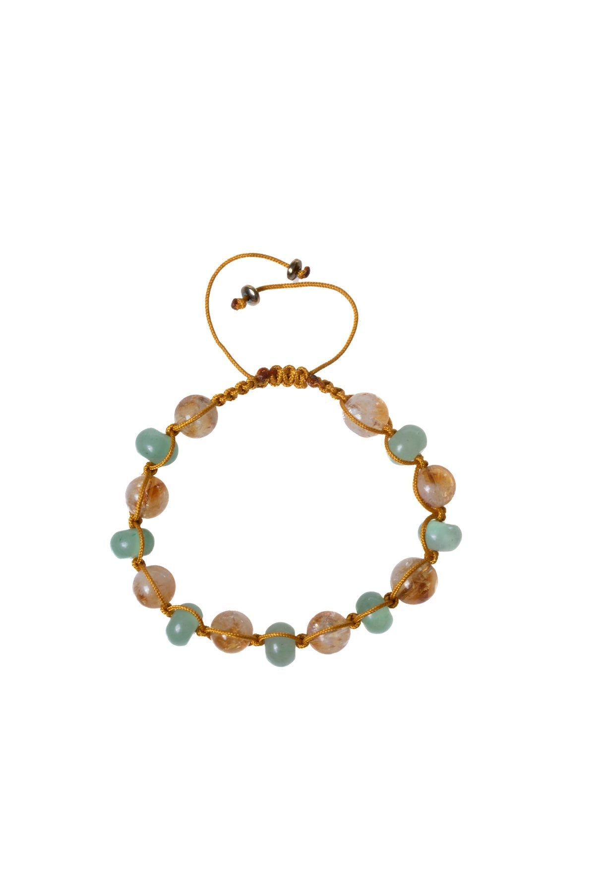 Sertifikalı Sitrin, Aventurin Doğal Taş Makrome Bileklik 