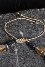 Sertifikalı Sitrin, Hematit Fasetli Doğal Taş Makrome Bileklik