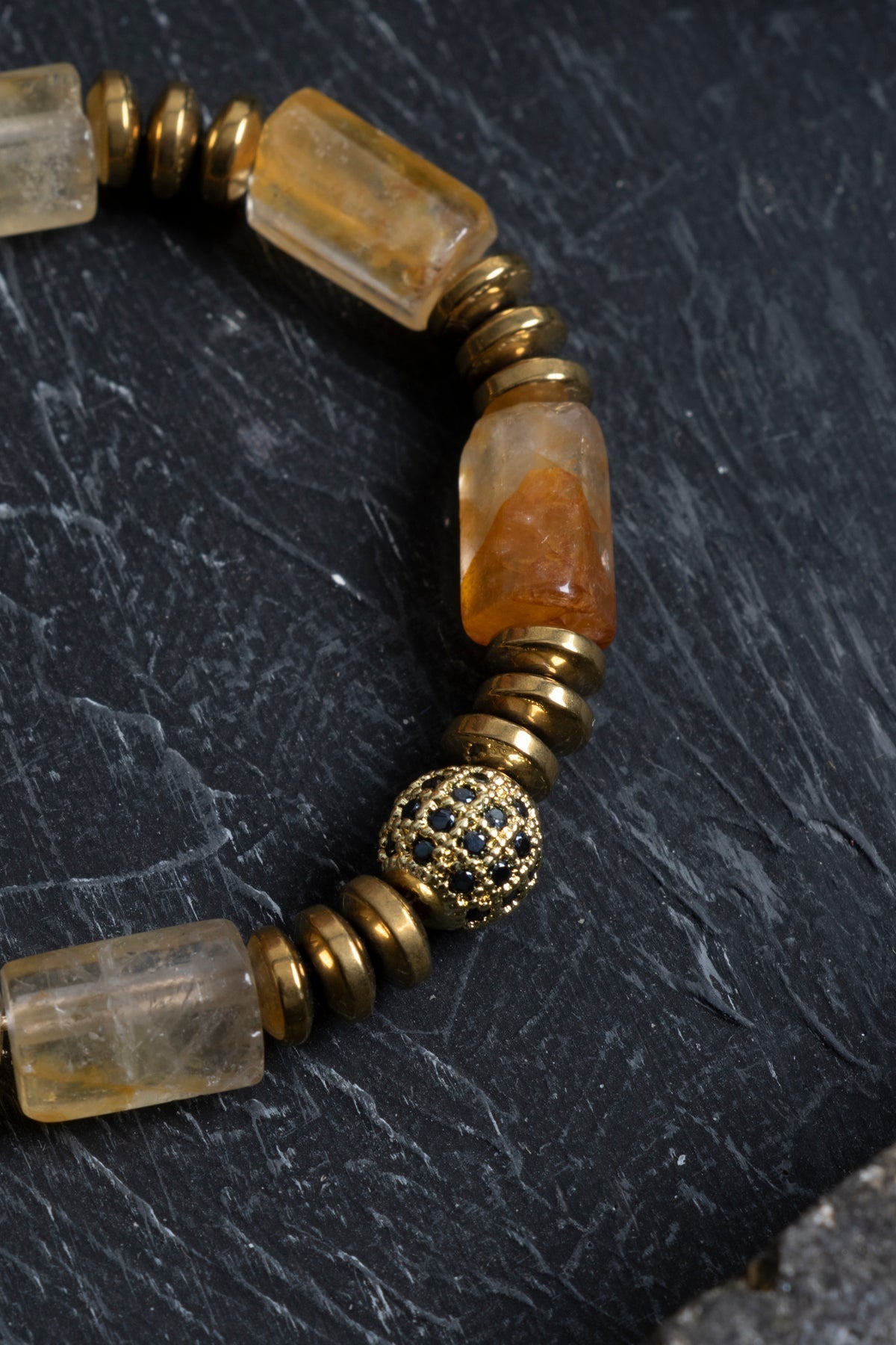 Sertifikalı Sitrin, Hematit Zirkon Aparat Doğal Taş Bileklik