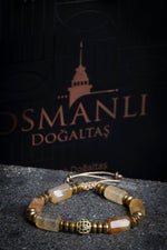 Sertifikalı Sitrin, Hematit Zirkon Aparat Doğal Taş Bileklik