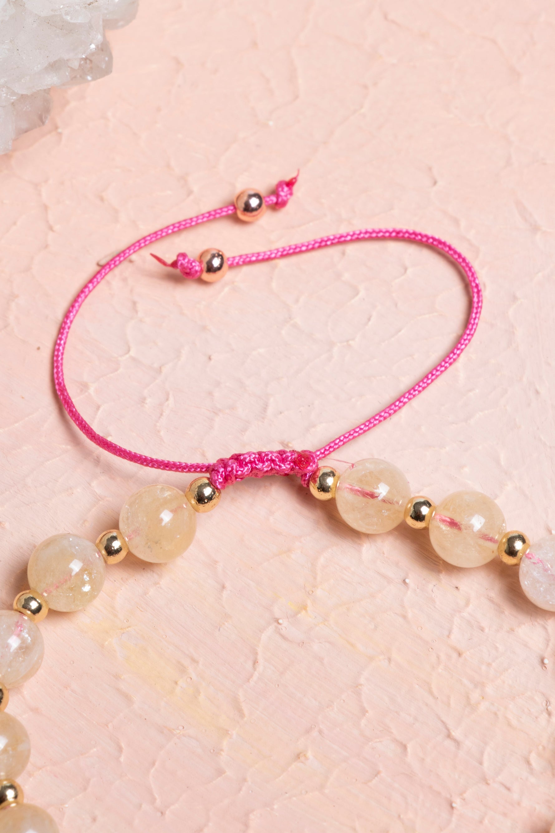 Sertifikalı Sitrin, Pembe Kuvars Zirkon Aparat Doğal Taş Bileklik