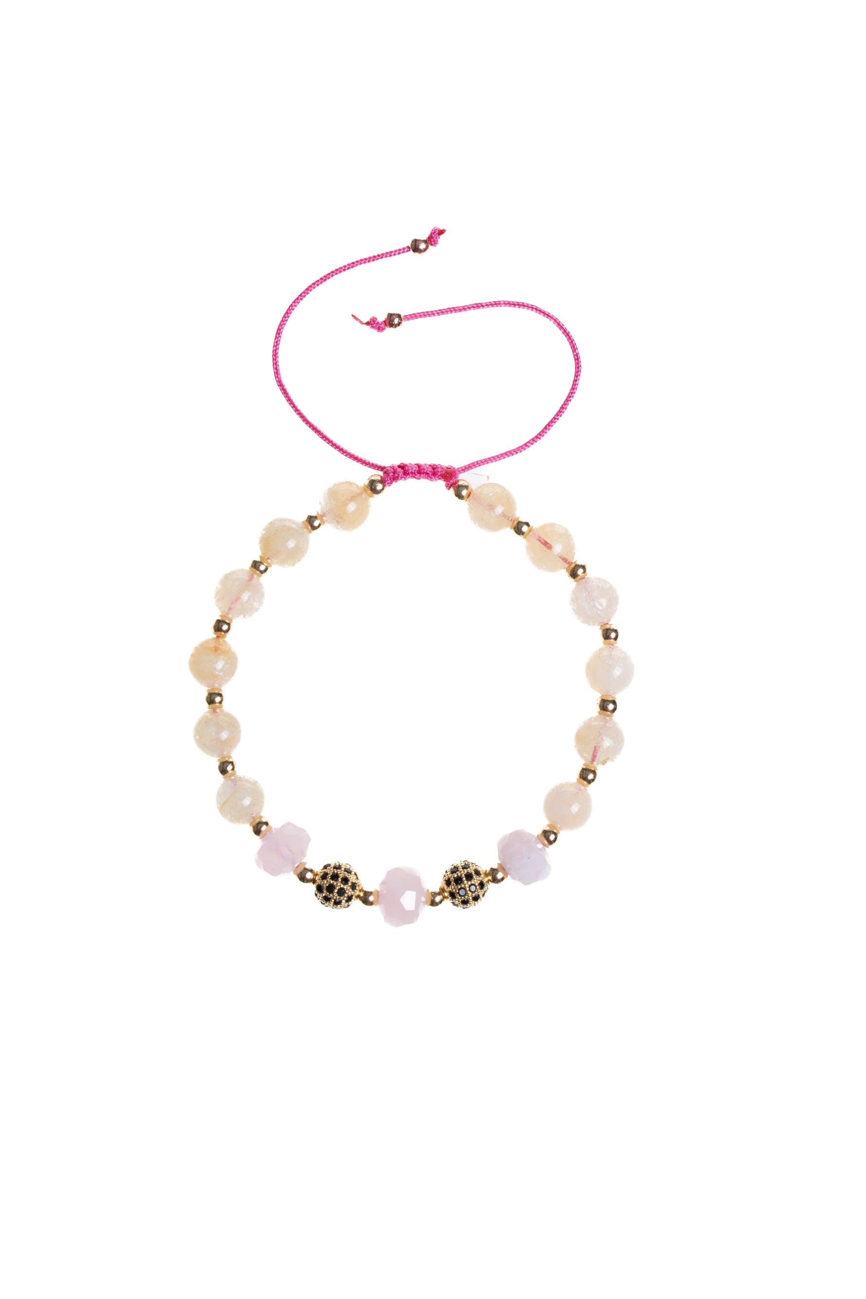 Sertifikalı Sitrin, Pembe Kuvars Zirkon Aparat Doğal Taş Bileklik