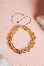 Sertifikalı Sitrin Fasetli Doğal Taş Makrome Bileklik 