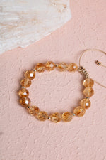 Sertifikalı Sitrin Fasetli Doğal Taş Makrome Bileklik 