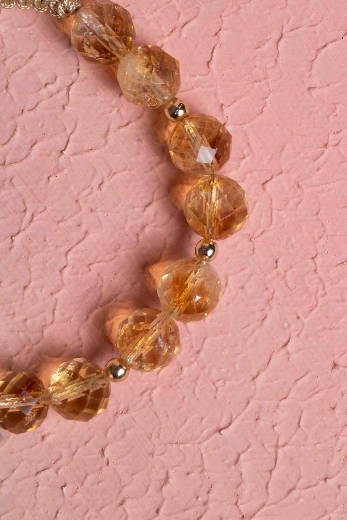 Sertifikalı Sitrin Fasetli Doğal Taş Makrome Bileklik 