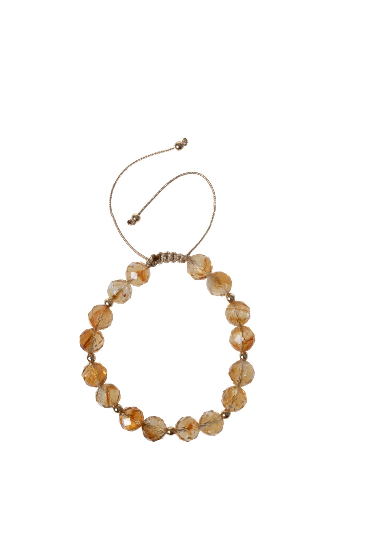 Sertifikalı Sitrin Fasetli Doğal Taş Makrome Bileklik 