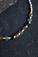 Sertifikalı Sitrin Florit İnci Dumanlı Kuvars Doğal Taş Kolye