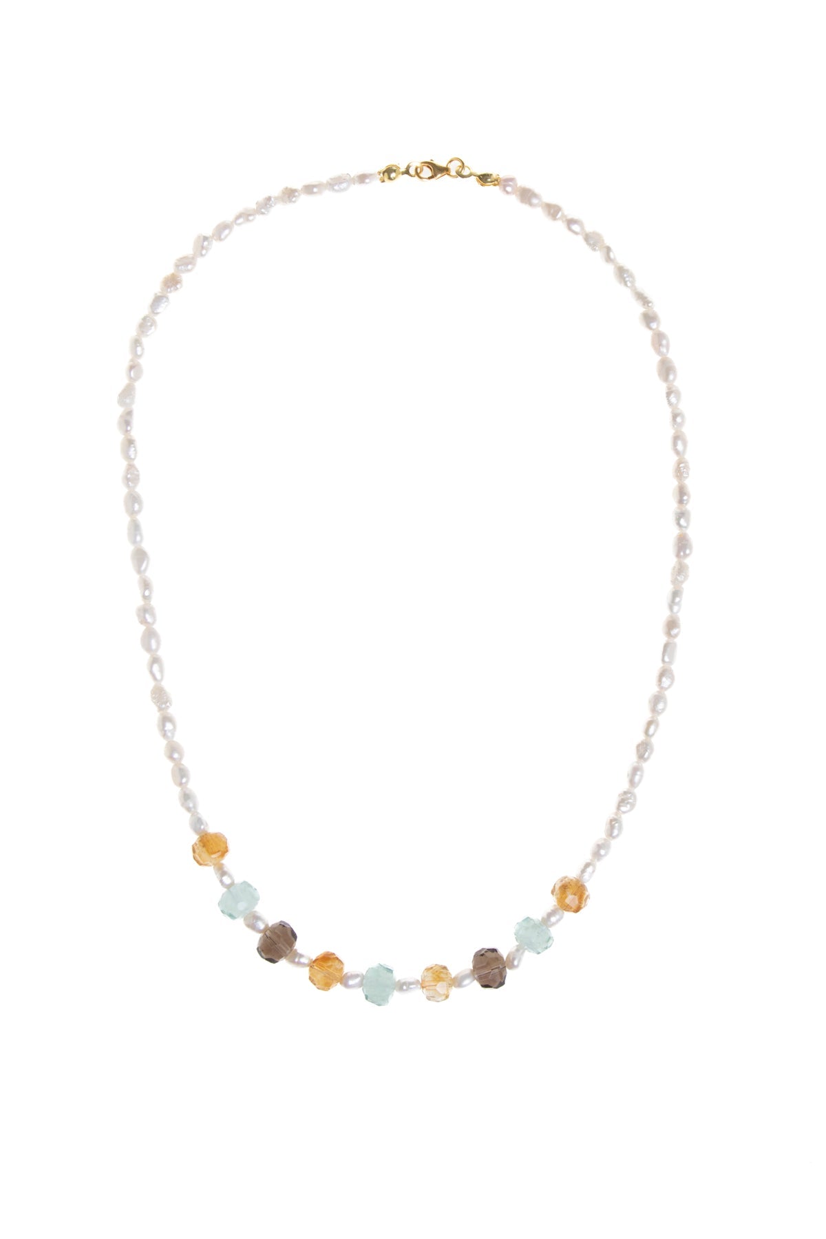 Sertifikalı Sitrin Florit İnci Dumanlı Kuvars Doğal Taş Kolye