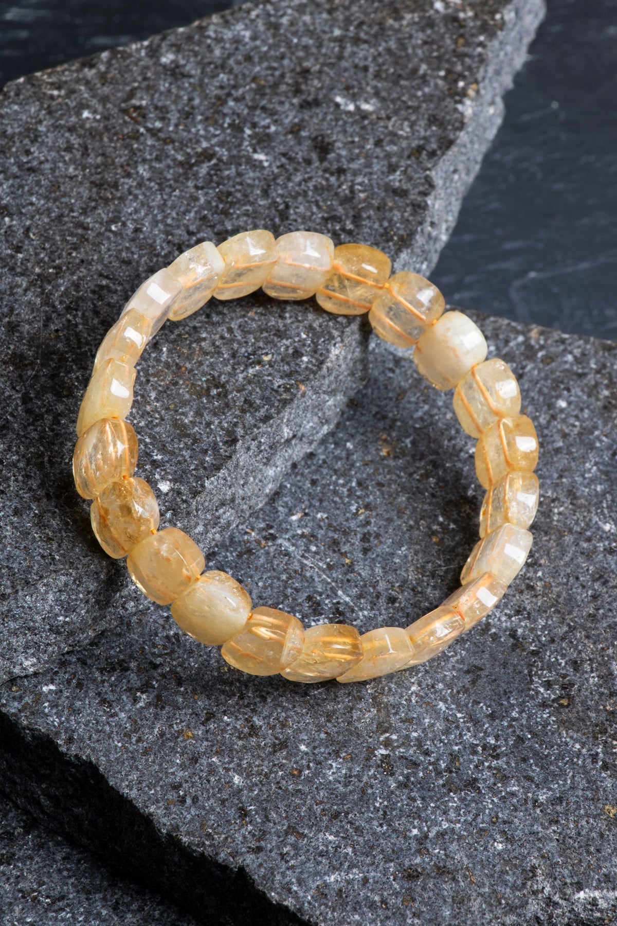 Sertifikalı Sitrin Geniş Kesim Doğal Taş Bileklik