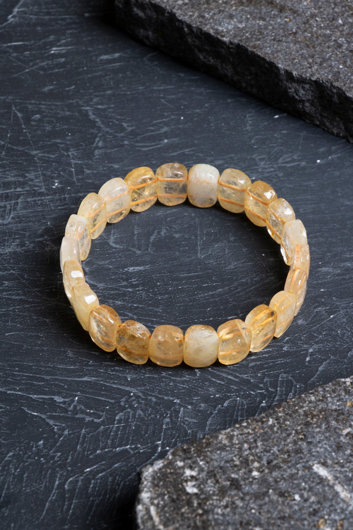 Sertifikalı Sitrin Geniş Kesim Doğal Taş Bileklik