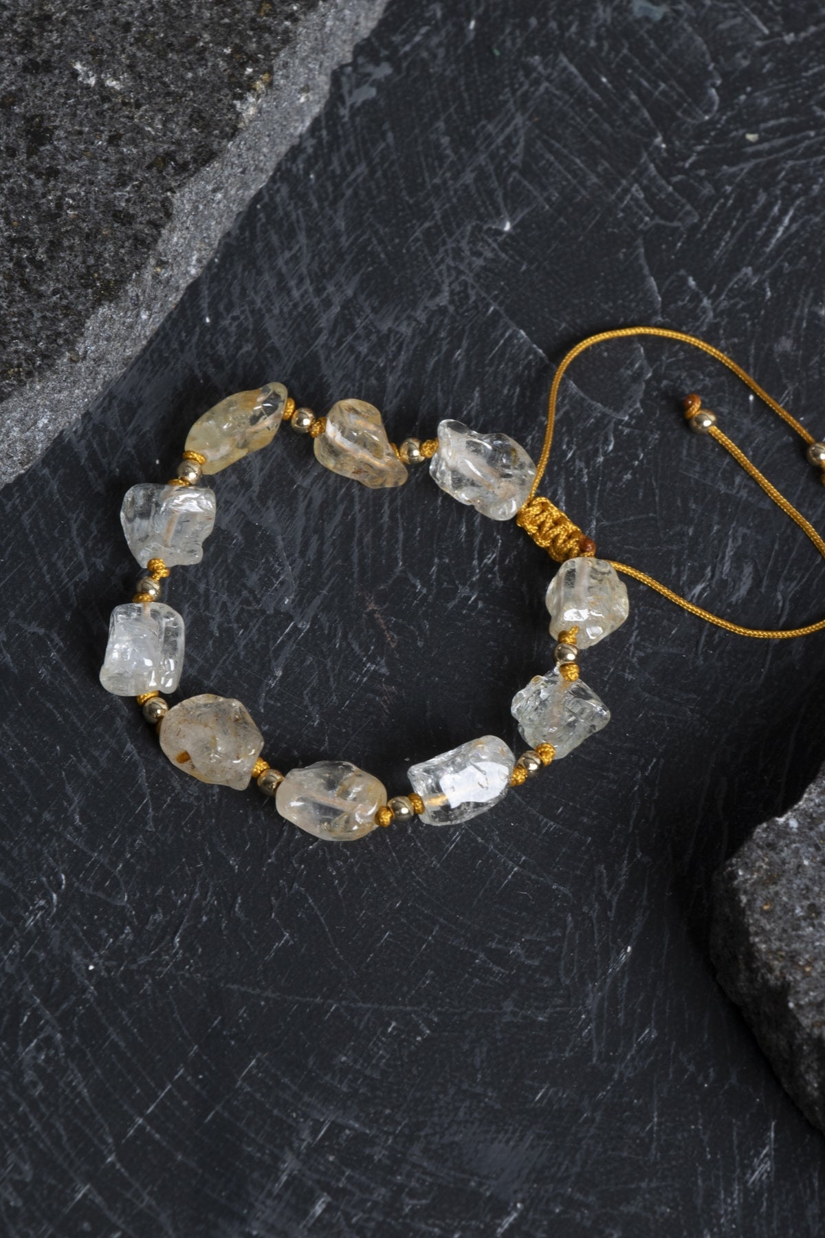 Sertifikalı Sitrin Naturel Doğal Taş Makrome Bileklik