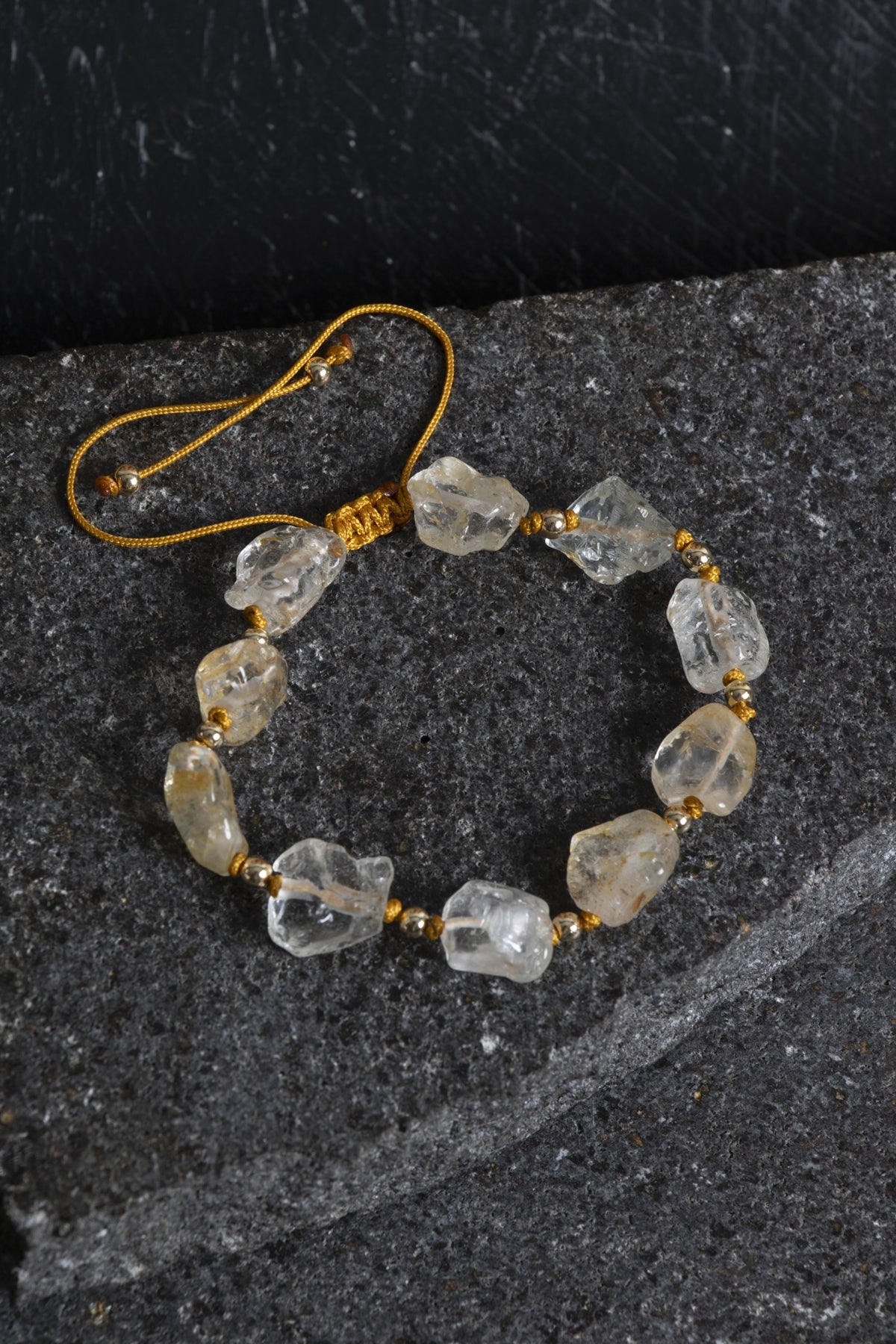 Sertifikalı Sitrin Naturel Doğal Taş Makrome Bileklik