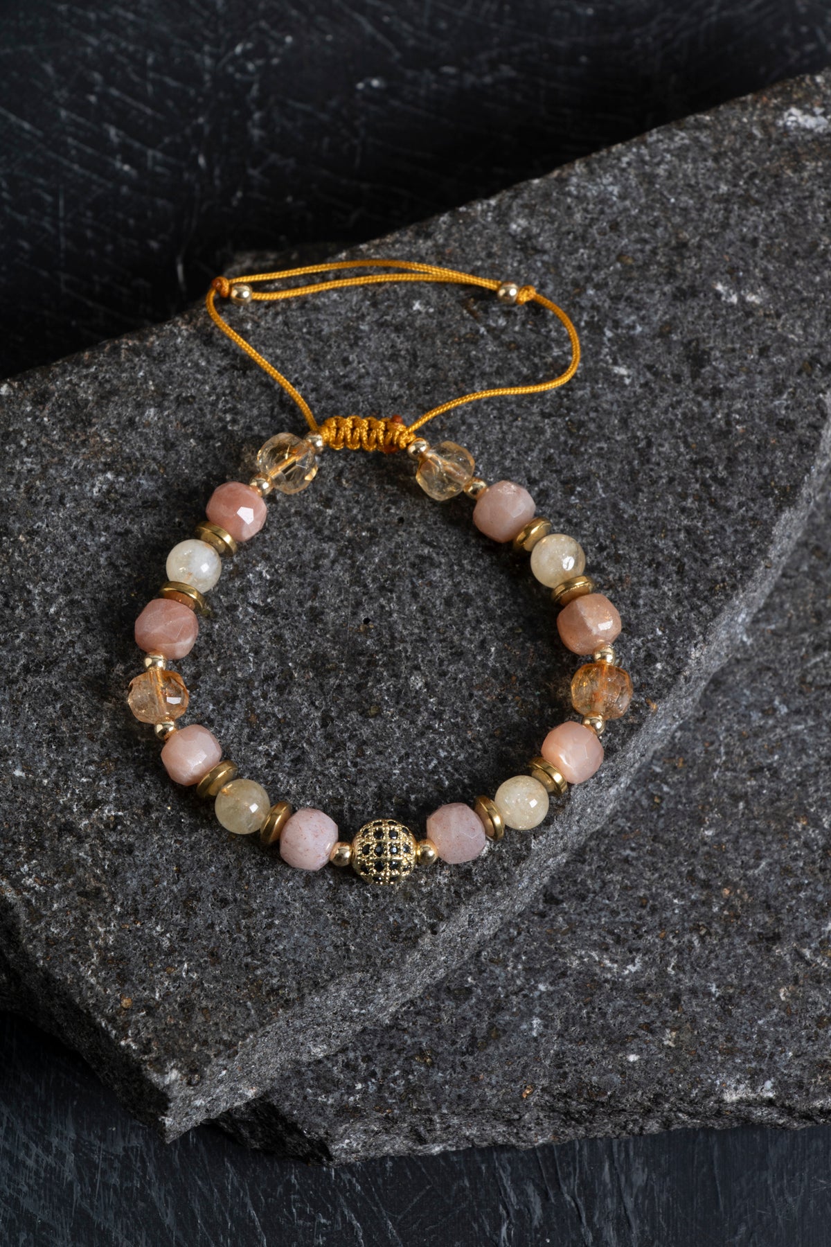 Sertifikalı Sitrin ve Güneş Taşı Doğaltaş Bileklik