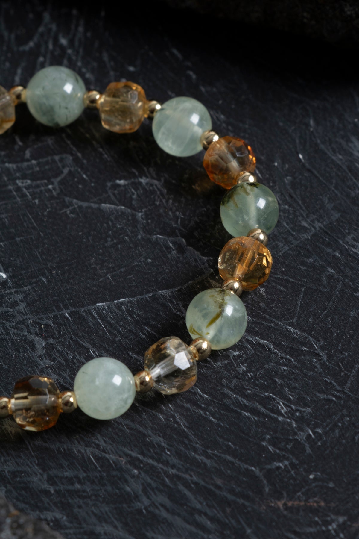 Sertifikalı Sitrin ve Prehnit Doğaltaş Bileklik