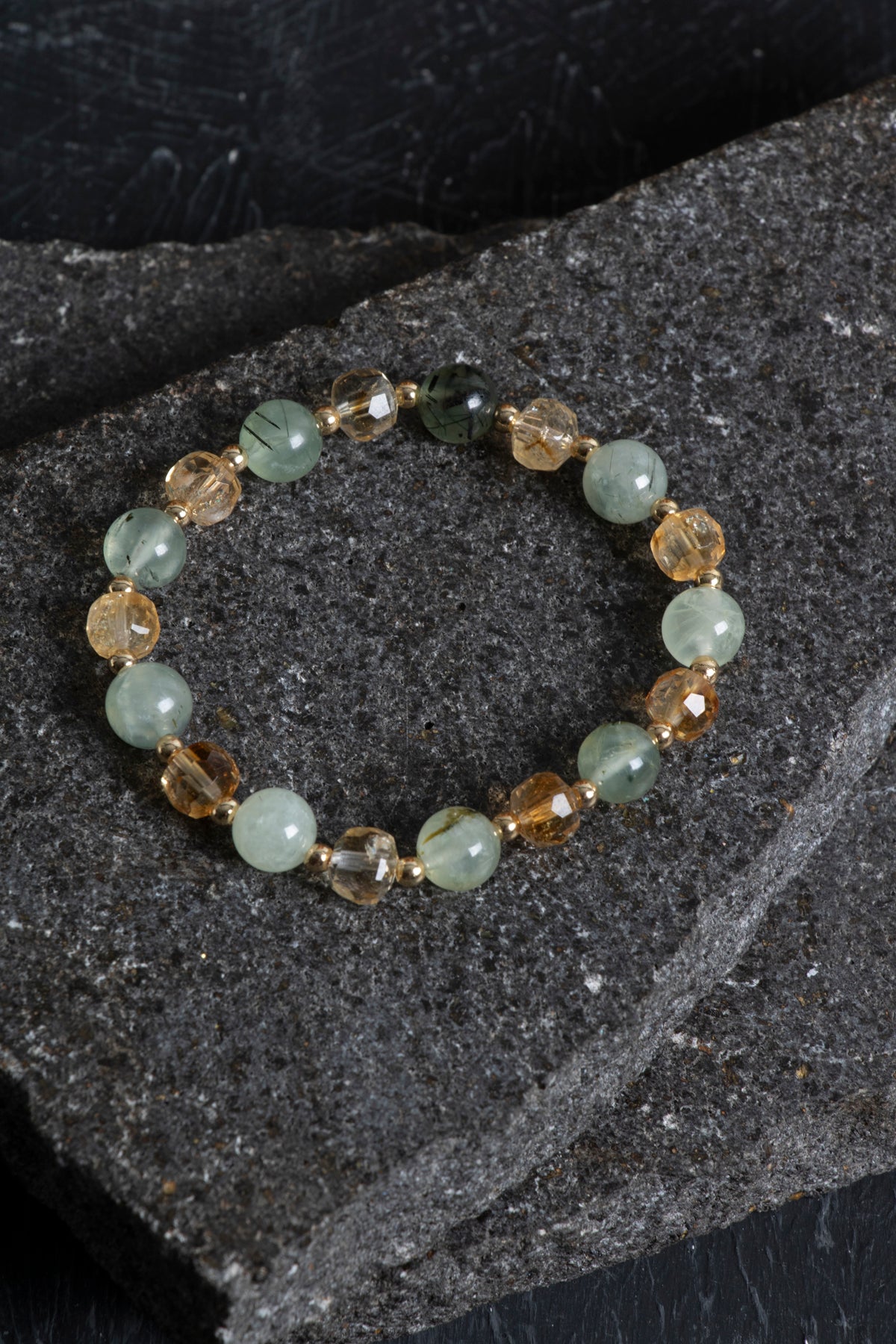 Sertifikalı Sitrin ve Prehnit Doğaltaş Bileklik