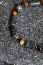 Sertifikalı Spektrolit, Kaplan Gözü, Labradorit, Hematit Gümüş Aparat Doğal Taş Makrome Bileklik