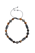 Sertifikalı Spektrolit, Kaplan Gözü, Labradorit, Hematit Gümüş Aparat Doğal Taş Makrome Bileklik