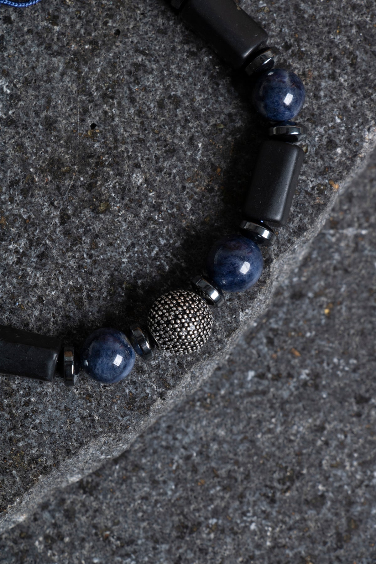 Sertifikalı Şungit, Safir Hematit Gümüş Aparatlı Doğal Taş Bileklik