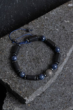 Sertifikalı Şungit, Safir Hematit Gümüş Aparatlı Doğal Taş Bileklik