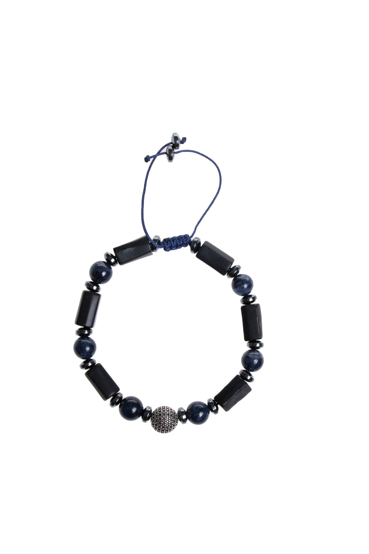 Sertifikalı Şungit, Safir Hematit Gümüş Aparatlı Doğal Taş Bileklik