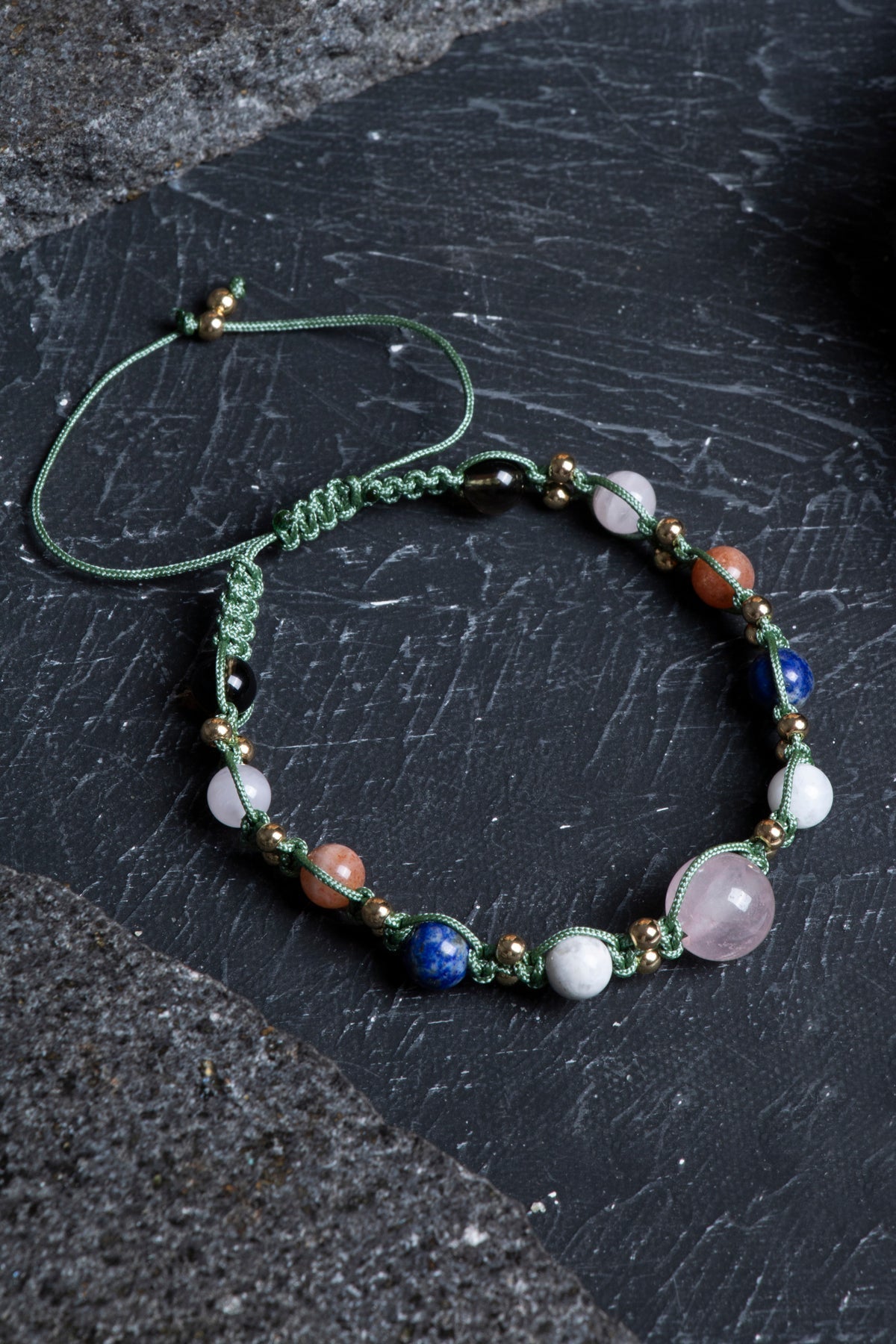 Sertifikalı Doğal Taş Makrome Bileklik-Terazi Burcu