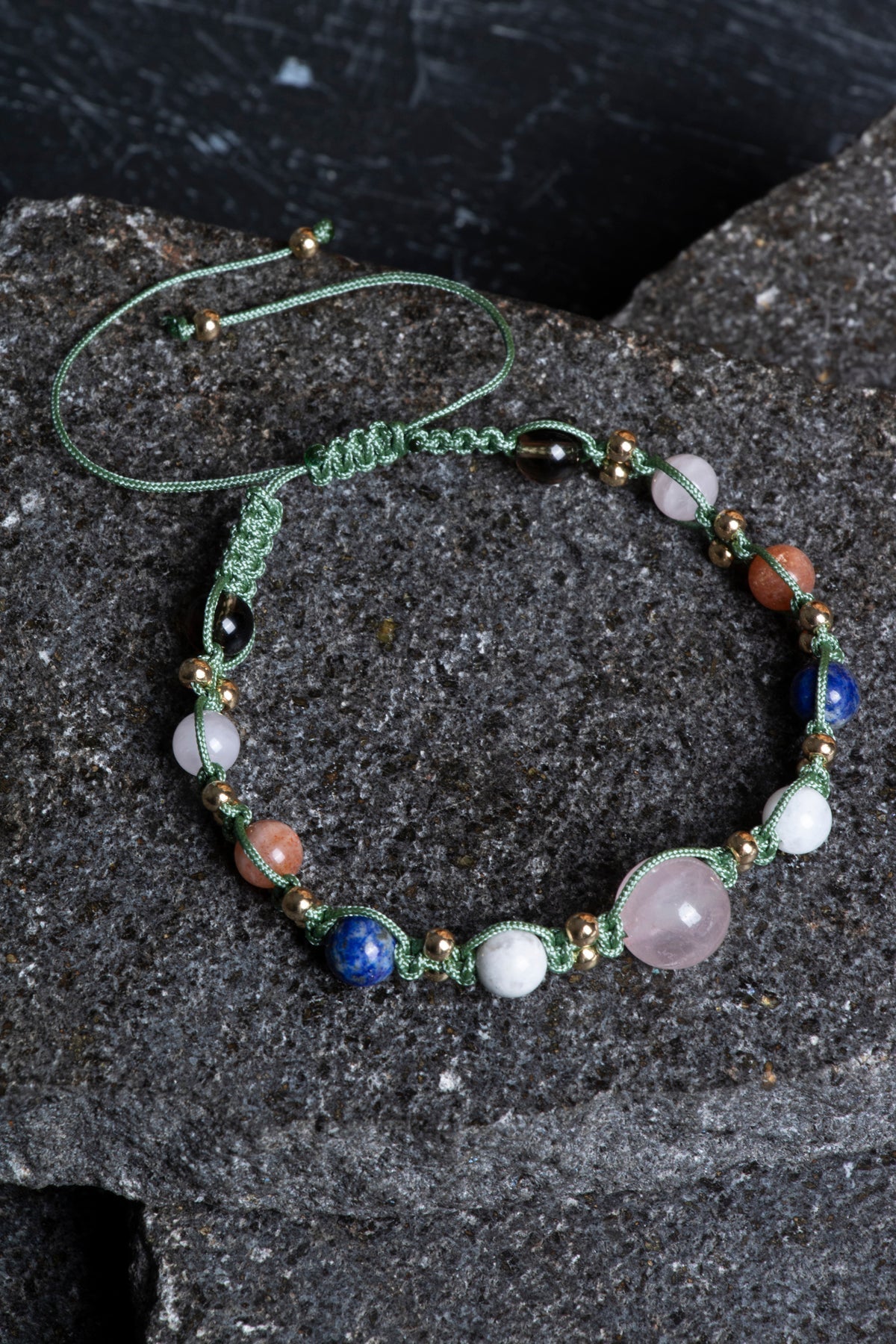 Sertifikalı Doğal Taş Makrome Bileklik-Terazi Burcu